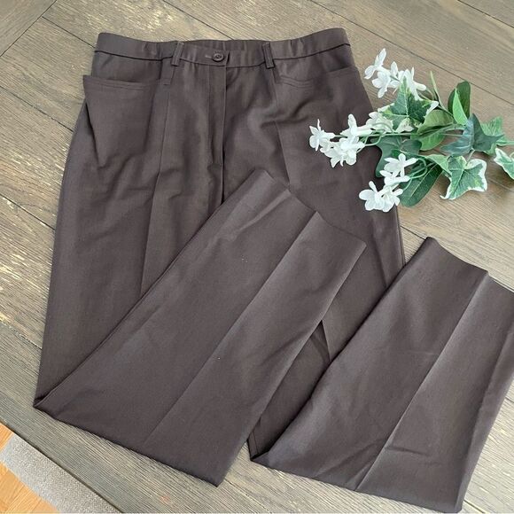 BASLER Womens‎ Brown Straight Leg Virgin Wool Blend Trouser Pants size Large - Picture 1 of 11